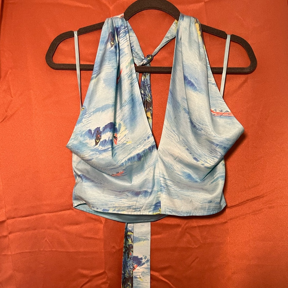Staud Blue Halter Top